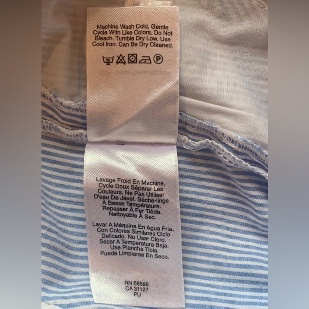 DKNY Blue White Stripe Cuffed Shorts 100% Cotton Size 12 - Picture 7 of 7